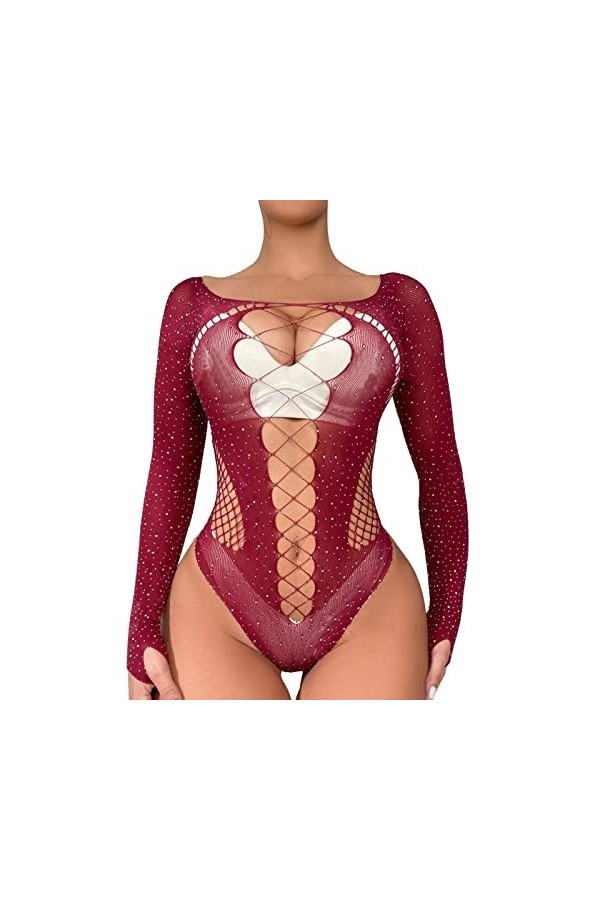 Lingerie Femme Sexy Ensemble Homme Sexy Hot y2*k Dames Sexy brillant Lingerie à manches longues maille Transparent creux Sexy