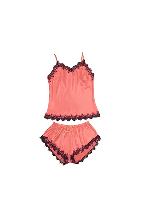 TDEOK Lingerie sexy pour femme - Sans manches - En dentelle - Corset, Rose, L