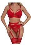 popiv Ensemble de lingerie sexy pour femme 4 pièces avec soutien-gorge et culotte avec porte-jarretelles ensemble de lingerie