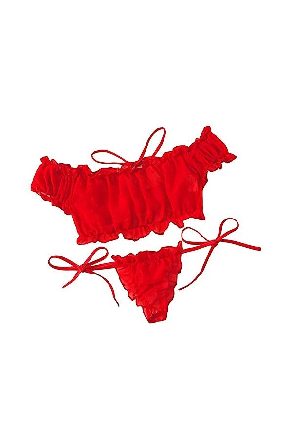 Lingerie Femme Sexy Ensemble Homme Sexy Hot y21k Lingerie Bowknot Off-Shouder Femmes Pyjama Sleepwear Mignon Broderie Set Den