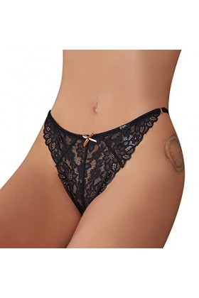 String et Tangas pour Femme en Sexy Slips Confortable Dentelle Patchwork Culotte Stretch Pure Couleurs Lingerie en Coton Thon