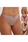 String et Tangas pour Femme en Sexy Slips Confortable Dentelle Patchwork Culotte Stretch Pure Couleurs Lingerie en Coton Thon