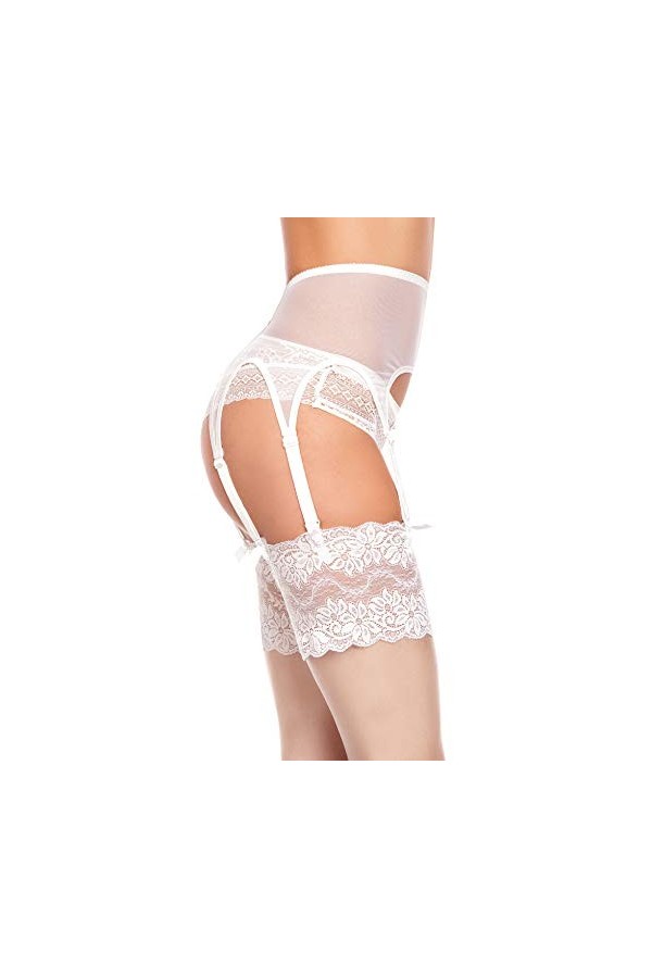 Glamory Garter Belt Jarretelles, 100, Blanc Weiß Weiß , 46 Taille Fabricant: L-44-46 Femme
