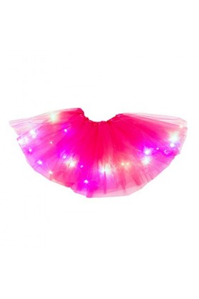 YRASILAND Jupe courte sexy pour femme - 3 niveaux En maille Avec petite LED tulle Rose guirlande lumineuse longue mariage fem