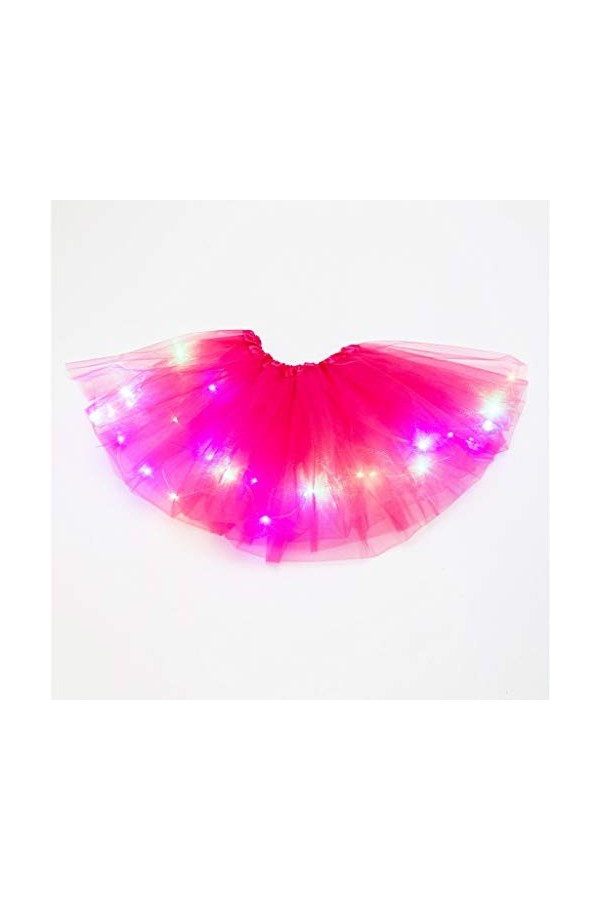 YRASILAND Jupe courte sexy pour femme - 3 niveaux En maille Avec petite LED tulle Rose guirlande lumineuse longue mariage fem