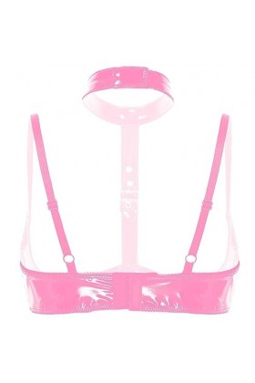 YUUMIN Femme Soutien-Gorge Sexy Sein Nu Redresse-Sein Lingerie Érotique Cuir Bra Push Up Halter Neck Brassière sous Vêtement 