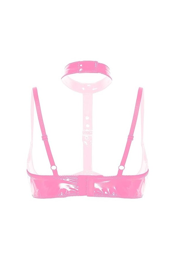 YUUMIN Femme Soutien-Gorge Sexy Sein Nu Redresse-Sein Lingerie Érotique Cuir Bra Push Up Halter Neck Brassière sous Vêtement 