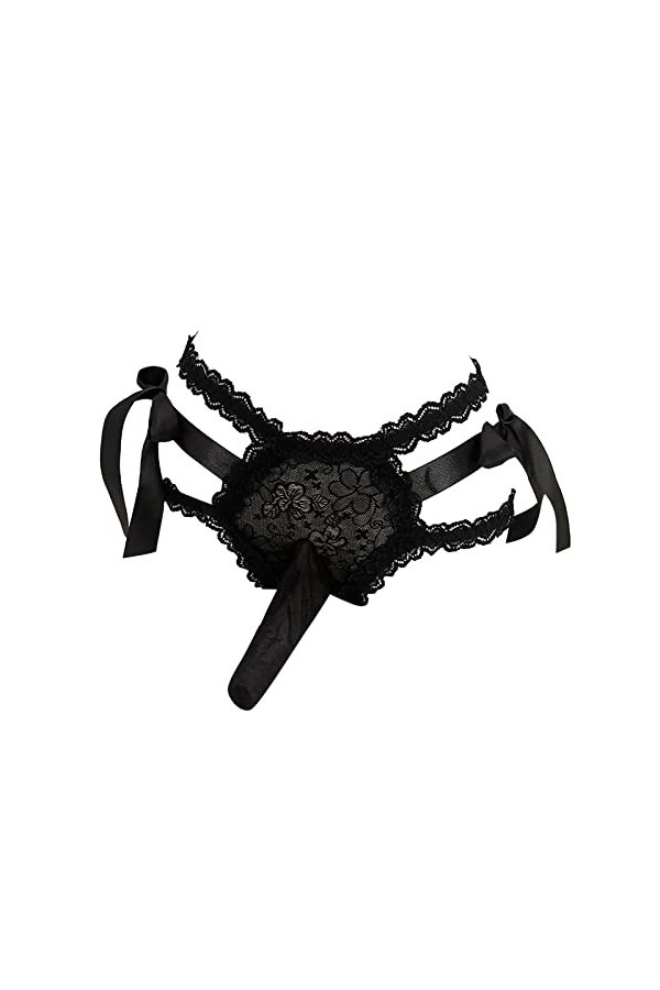 Générique Lingerie Homme Sexy Hot Sexy Dentelle sous-vêtements Hommes Taille Ultra Mince Transparent à Lacets Balle séparatio