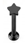 Piercing Labret Monroe en Acier Chirurgical 316L Noir - Tige 6 x 1,2 mm - Etoile 3,5 mm