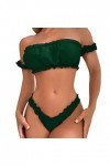Jiabing Ensemble de Pyjama Sexy pour Femme en Dentelle Cami et Short Lingerie en Satin Deux pièces Tenue en Cuir Sexy Green,