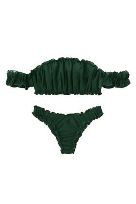 Jiabing Ensemble de Pyjama Sexy pour Femme en Dentelle Cami et Short Lingerie en Satin Deux pièces Tenue en Cuir Sexy Green,