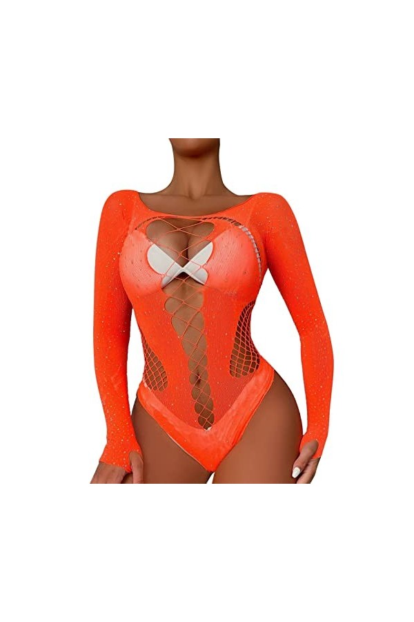 Lingerie Femme Sexy Ensemble Homme Sexy Hot y2*k Dames Sexy Brillant Lingerie à Manches Longues Maille Transparent Creux Sexy