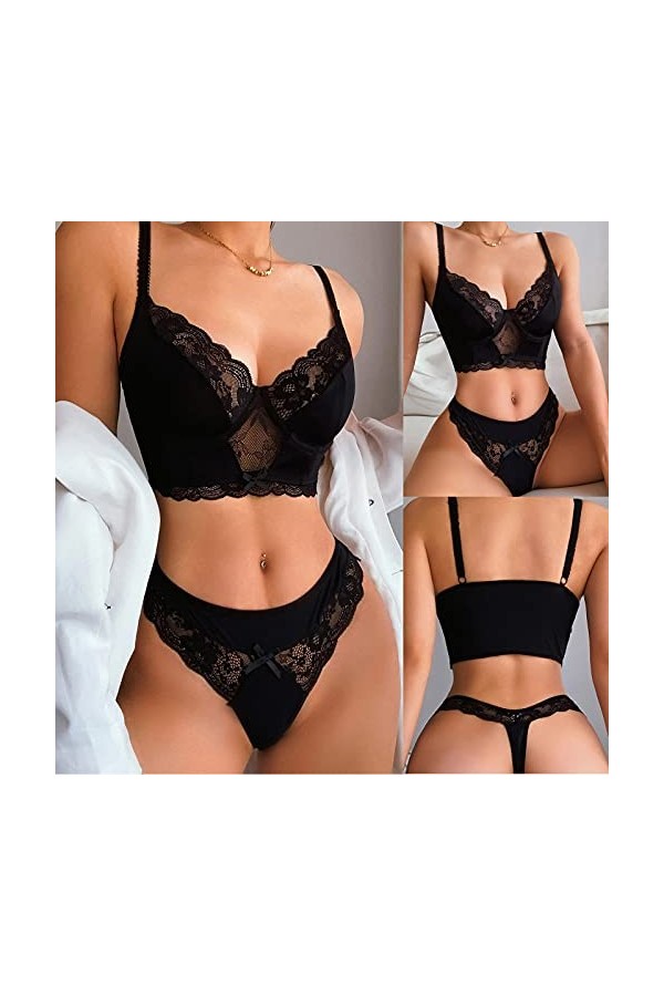 Ensemble Lingerie Femme 2 Pieces Sexy Push-Up De Dentelle sous-Vêtements De Seduction Dentelle Soutien-Gorge Sexy Et Culotte 