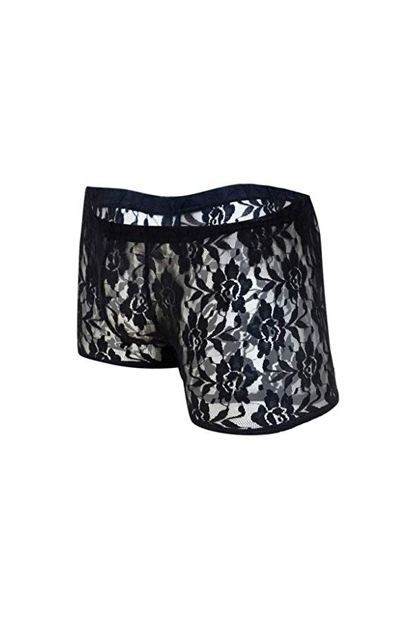 String Homme Sexy Hot Dentelle Slips Boxer Dentelle transparente taille sous-vêtements maillage sexy bas Boyshort Rose sous-v