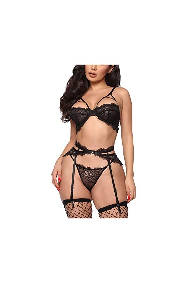 Vêtements De Nuit Femme Dentelle Lingerie Sexy Ensemble Sexy sous-Vetements 2 Pièce Ensemble Soutien Gorge et String Erotique