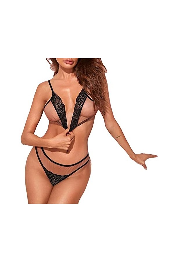 Zannycn Lingerie sexy sexy pour femme, Noir , M