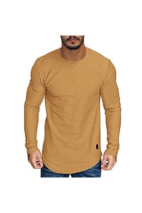 T-shirt à manches longues pour homme - T-shirt de sport - Coupe droite - Chemise de loisirs - T-shirt de baseball à manches l
