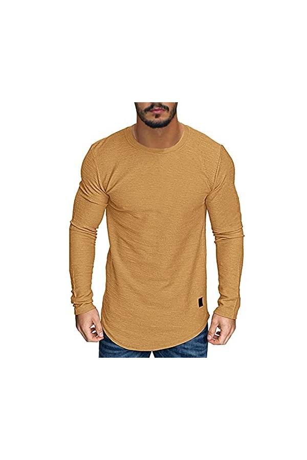 T-shirt à manches longues pour homme - T-shirt de sport - Coupe droite - Chemise de loisirs - T-shirt de baseball à manches l