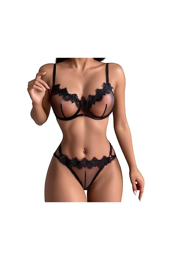 Lingerie Soutiens-Gorge Deshabillés Culottes Short Femmes Plus Taille Lingerie Underwire Set Deux pièces sous-vêtements Bowkn