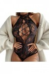 LDadgf Lingerie sexy en dentelle blanche avec anneau en acier, Noir , XXXL