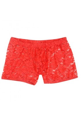 String Homme Sexy Hot Dentelle Slips Boxer Dentelle transparente taille sous-vêtements maillage sexy bas Boyshort Rose sous-v