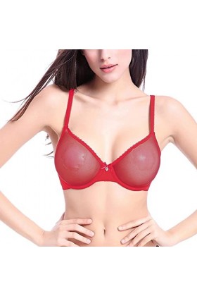 Vexiangni Soutien-gorge de sommeil femme en maille transparente et dentelle sans doublure sexy transparente bralette sexy sou