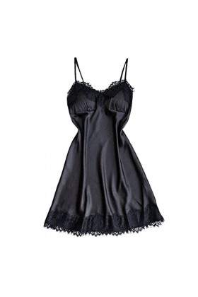 MNRIUOCII Robe de nuit sexy en dentelle pour femme, Noir , S