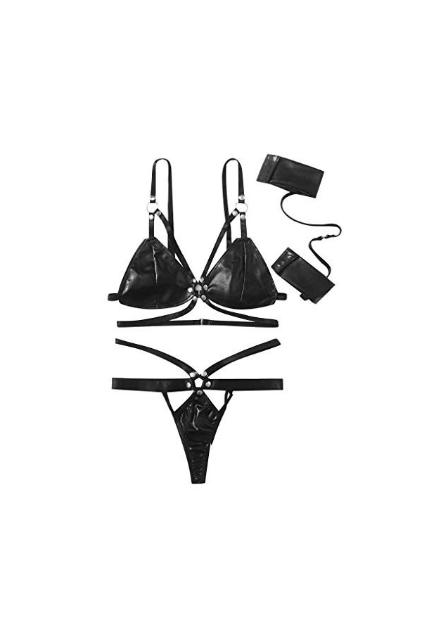 LDZYXY Pyjamas Sexy en Cuir sous - vêtements artificiels sous - vêtements Leath Lingerie