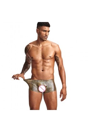 Boxer Homme en Forme de U en Polyester Taille Basse Sous-Vêtements Homme Lapin Sous-Vêtements Homme, or, M