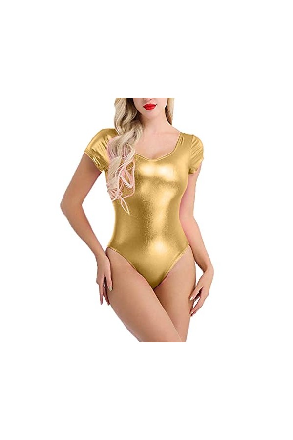 Lingerie bleue transparente pour femme sexy et sexy avec effet mouillé Body Shiny Ballet Leotard Dance Body Jumpsuit Party Da