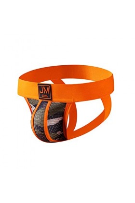 Sous-vêtements pour homme en nylon - Culotte sexy pour homme - Maille filet - Double Thong - Boxer homme en nylon, Orange, M