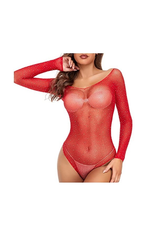 ADMAY 2023 New y/2k Style Lingerie Femmes à Manches Longues Sexy Couleur Unie sans Couture Lingerie Sexy Hot Drilling Star Se