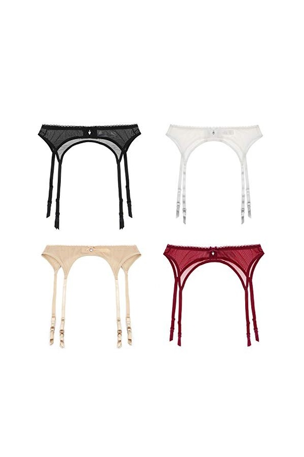 Libella Femme Porte-Jarretelle avec des pièces de strass scintillantes multicolore 2506 blanc noir rouge beige XL