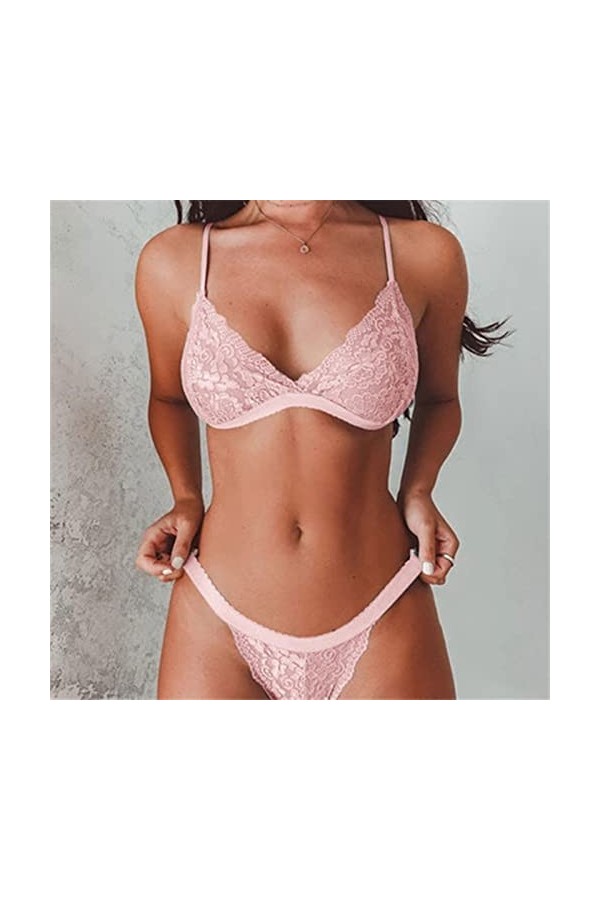 Générique Sexy Lingerie Coquine Femme - Soutien-Gorge et Culotte Sexy Teddy Coquine Hot Ouverte String Sexy Culotte Ouverte S