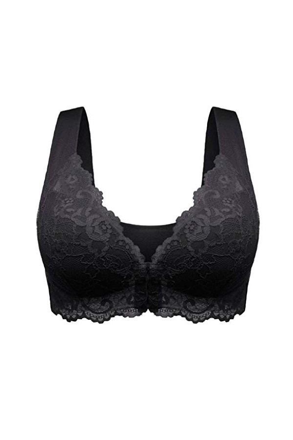 iYmitz Fermeture réglable en Dentelle Extra élastique Avant Garniture Sports Soutien-Gorge Femmes Respirante Lingerie Rouge G