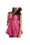 BIISDOST Femmes Lace Sexy Flower Sleepwear Dress Silks Lingerie Nightdress sous-vêtements avec Coupe Tenue Sexy Coquine Hot 
