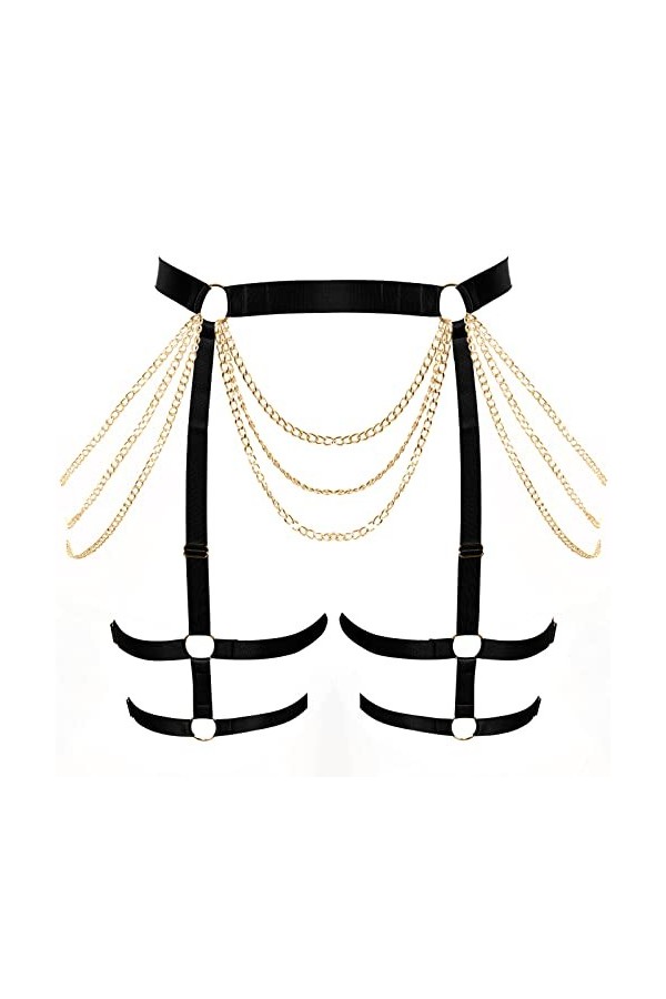 PETMHS Punk Hanches Harnais Taille Jambe Cage Harnais Gothique Cuisse Porte-jarretelles Ceinture pour Femme Rave Body Bijoux 