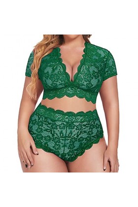 Lingerie sexy pour femme - Couleur unie - Sous-vêtements amusants - String - String pour femme, vert, M