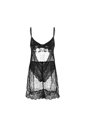 Head Boxers Ensemble de lingerie sexy en dentelle avec string pour femme, Noir , XXL