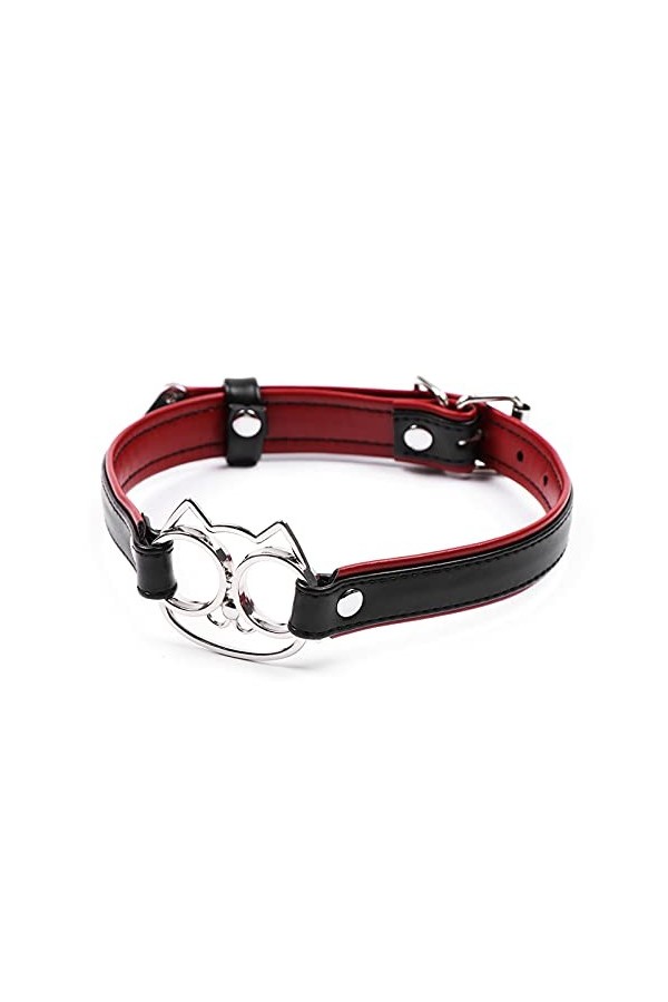 chiphop Anneau Couverture Et Jouet Femmes Rouge Aiguille Sexy en Cuir Métal Boucle Cou Noir Chat Accessoire Bustier Tire Lait