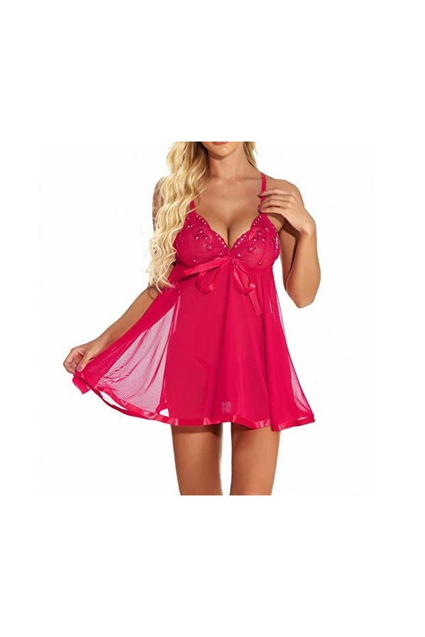 Nuisettes Sexy Femme Coquine Lingerie Harness Nuit Mini Robe Slutty Hot Clubwear Élastique See Through Mini Short Seduction L