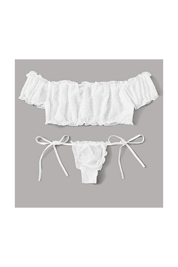 Lingerie Femme Sexy Ensemble Homme Sexy Hot y21k Lingerie Bowknot Off-Shouder Femmes Pyjama Sleepwear Mignon Broderie Set Den