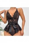 Lingerie Femme Sexy Ensemble Homme Sexy Hot y21k Body Sexy en Dentelle en Maille Patchwork pour Femme avec Ceinture et nœud L