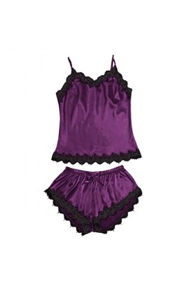 TDEOK Lingerie sexy pour femme - Sans manches - En dentelle - Corset, lilas, XL