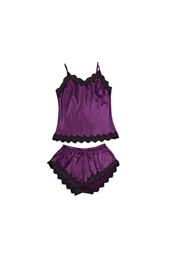 TDEOK Lingerie sexy pour femme - Sans manches - En dentelle - Corset, lilas, XL
