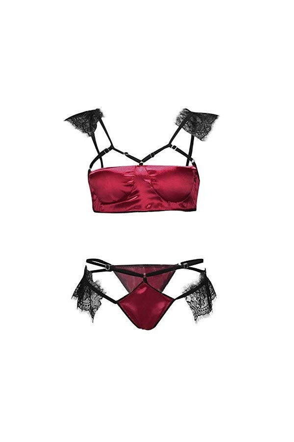 Ensemble Soutien Gorge et String Femme 2 Pièce sous-Vetements Erotique Vêtements De Nuit Sexy Lingerie Sexy Ensemble Dentelle