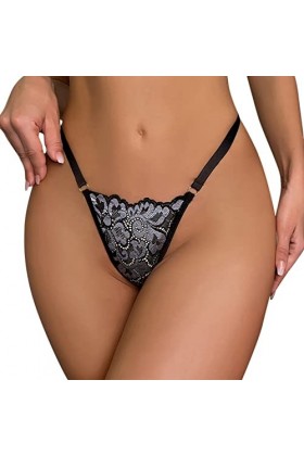 G-String et T-Back Tangas Dames Sexy Slip Confortables Crochet Dentelle Culotte Taille Haute Léopard sous-Vetements en Coton 
