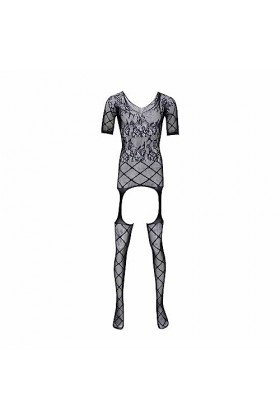 Combinaison ouverte pour homme - Transparent - Body en maille filet - Combinaison érotique - 1 pièce - Collants - Pyjama uni 