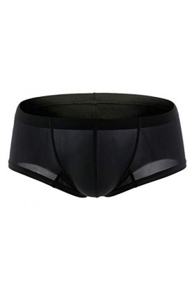 LANSKIRT Calecon Maintien Anti-Glisse sous-vêtements Sexy pour Hommes Transparent See Through Shorts Lip Print Underpants Lin