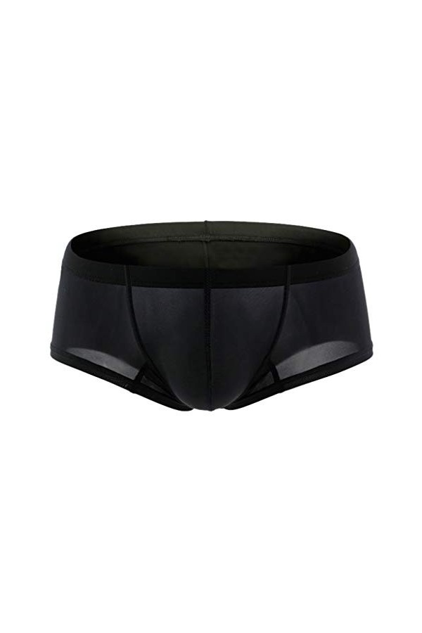 LANSKIRT Calecon Maintien Anti-Glisse sous-vêtements Sexy pour Hommes Transparent See Through Shorts Lip Print Underpants Lin